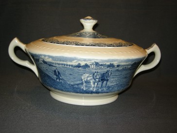 Societé Ceramique Boerenhoeve blauw soepterrine