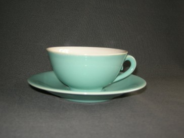 Huizen pastel aqua theekop & schotel