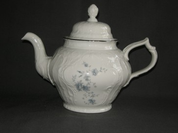 Rosenthal Sanssouci spierwit met blauw / grijze bloemetjes theepot