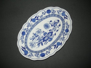 Hütschenreuther Blau Zwiebelmuster vleesschaal 24,5 cm.