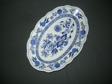 Hütschenreuther Blau Zwiebelmuster vleesschaal 27 cm.