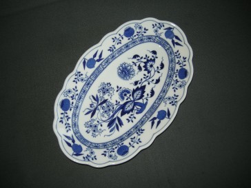 Hütschenreuther Blau Zwiebelmuster vleesschaal 30,5 cm.