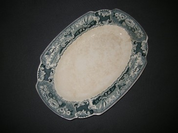 Societe Ceramique Victoria petrol vleesschaal 33 x 23,5 cm.
