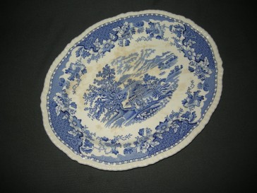 Woods Seaforth blauw vleesschaal 36,5 x 28,5 cm., verkleuring + beschadigd