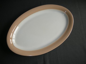 Huizen pastel zalmrose vleesschaal 