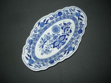 Hütschenreuther Blau Zwiebelmuster vleesschaaltje 24,5 cm.