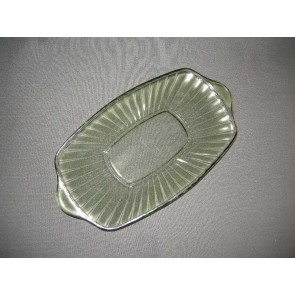 glas - kristal donkergroen 001. Leerdam Copier schaaltje 23,5 x 13 cm.