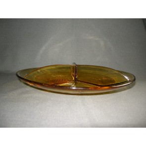 gebruikt glas - kristal geel 001. 3-vakschaal