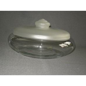 gebruikt glas - kristal dekselschalen 001. Leerdam koekjesschaal
