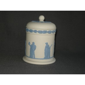 Wedgwood Jasperware wit - blauw 001. potje met deksel