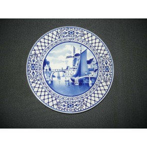 Elsterwerda Keramik blauw - witte wandborden 002. doorsnee 18 cm.