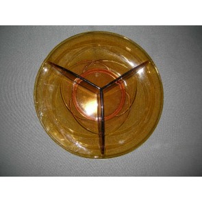 gebruikt glas - kristal geel 003. 3-vakschaal