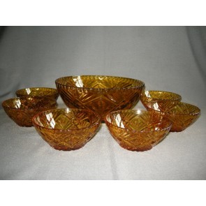 gebruikt glas - kristal geel 006. fruit- / dessert set