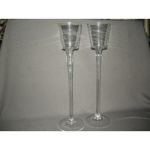Gebruikt glas - kristal kandelaars + theelichthouders 006. theelichthouder op hoge voet