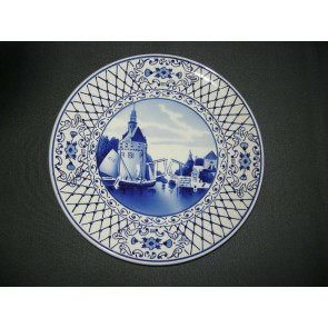 Elsterwerda Keramik blauw - witte wandborden 007. doorsnee 23 cm.