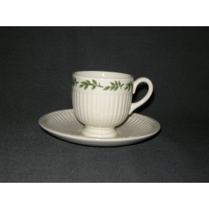 Wedgwood Rosalind espressokop & schotel met alleen groene blaadjes