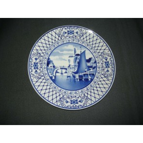 Elsterwerda Keramik blauw - witte wandborden 008. doorsnee 23 cm.