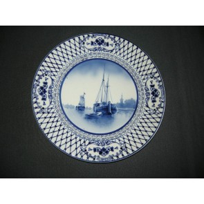 Elsterwerda Keramik blauw - witte wandborden 009. doorsnee 23 cm.