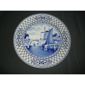 Elsterwerda Keramik blauw - witte wandborden 011. doorsnee 28,5 cm.