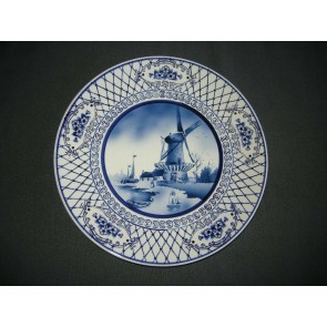 Elsterwerda Keramik blauw - witte wandborden 012. doorsnee 27,5 cm.