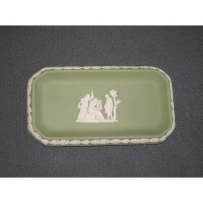 Wedgwood Jasperware groen 013. schaaltje rechthoekig