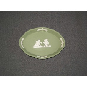 Wedgwood Jasperware groen 015. schaaltje ovaal 11,5 cm.