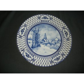 Elsterwerda Keramik blauw - witte wandborden 015. doorsnee 35 cm.