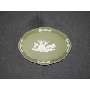 Wedgwood Jasperware groen 016. schaaltje ovaal 10,5 cm.