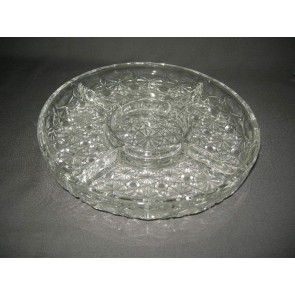 Gebruikt glas - kristal presenteerschalen 016. ronde 5-vakschaal