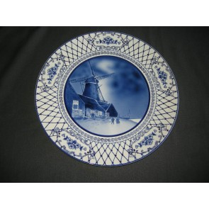 Elsterwerda Keramik blauw - witte wandborden 016. doorsnee 39,5 cm.