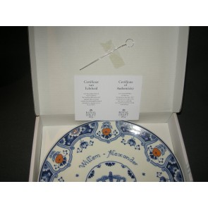 Koninklijk Huis 018. Royal Delft Porceleyne Fles herinneringsbord kroning Willem Alexander