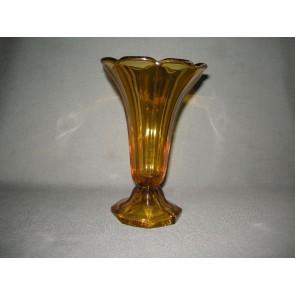 gebruikt glas - kristal geel 028. vaas
