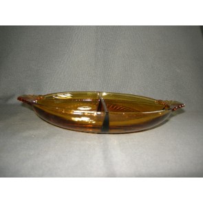 gebruikt glas - kristal geel 029. 4-vakschaal
