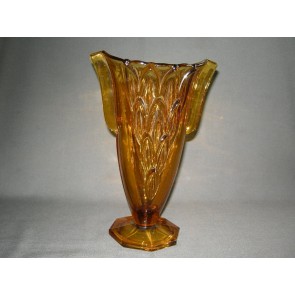 gebruikt glas - kristal geel 032. vaas