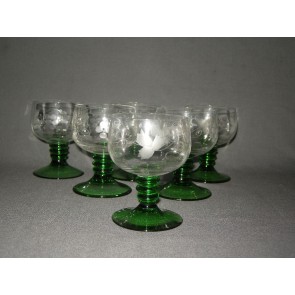 gebruikt glas / kristal glazen 042. 6 roemers met ingeslepen druiven