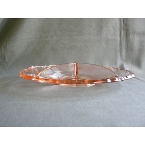Gebruikt glas - kristal rose 095. 3-vakschaal