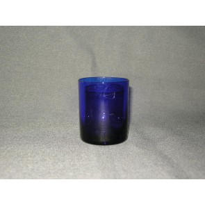 gekleurd glas 002 b borrelglaasje, doorsnee 5 cm., donkerblauw