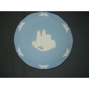 Wedgwood Jasperware blauw 031. bord Christmas 1987