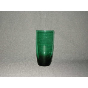 gekleurd glas 3.d  beker, doorsnee 7 cm., donkergroen