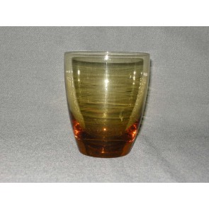 gekleurd glas 8. beker, doorsnee 8,2 cm., okergeel