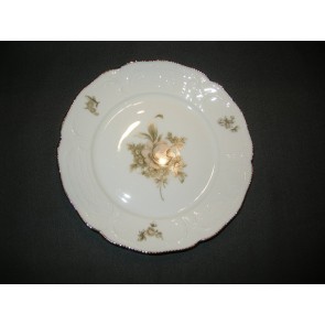 Rosenthal Sanssouci spierwit met bruin/rose roos + goudkleurig randje dinerbord