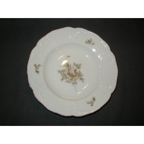 Rosenthal Sanssouci spierwit met bruin/rose roos + goudkleurig randje soepbord