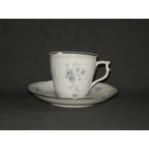 Rosenthal Sanssouci spierwit met blauw / grijze bloemetjes koffiekop & schotel