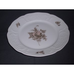 Rosenthal Sanssouci spierwit met bruin/rose roos ontbijtbord