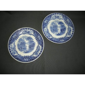 Petrus Regout Castillo blauw ontbijtborden met beschadiging