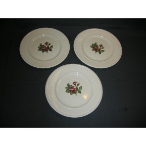 Wedgwood Moss Rose ontbijtborden doorsnee 22,5 cm. met bruine puntjes