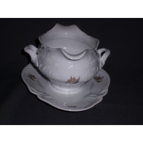 Rosenthal Sanssouci spierwit met bruin/rose roos sauskom