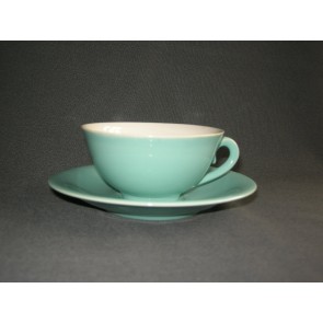 Huizen pastel aqua theekop & schotel
