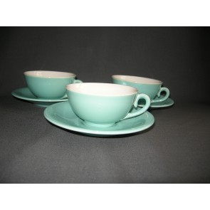 Huizen pastel aqua theekop & schotels met minimale beschadiging