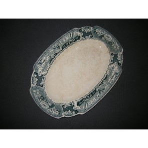Societe Ceramique Victoria petrol vleesschaal 33 x 23,5 cm.